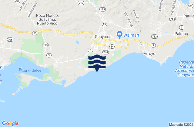 Mapa da tábua de marés em Machete Barrio, Puerto Rico