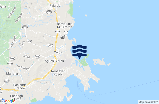 Mapa da tábua de marés em Machos Barrio, Puerto Rico