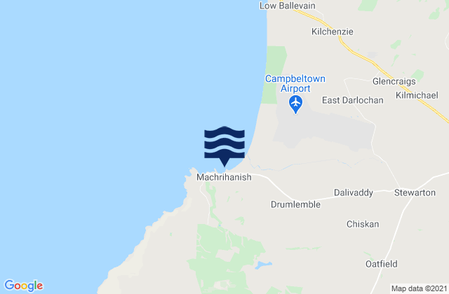 Mapa da tábua de marés em Machrihanish, United Kingdom