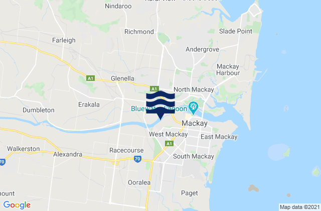 Mapa da tábua de marés em Mackay, Australia