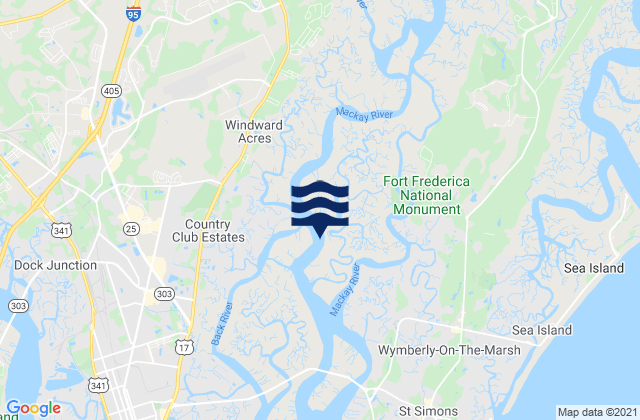 Mapa da tábua de marés em Mackay River (daymark 239), United States