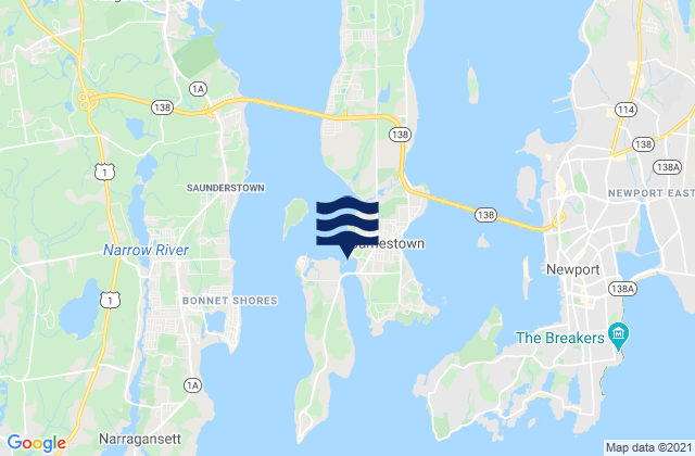 Mapa da tábua de marés em Mackerel Cove, United States