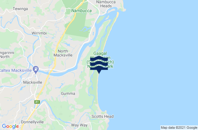 Mapa da tábua de marés em Macksville, Australia