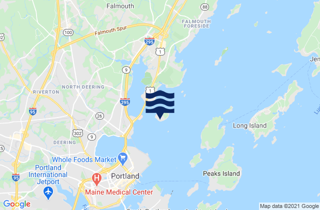 Mapa da tábua de marés em Mackworth Island, United States