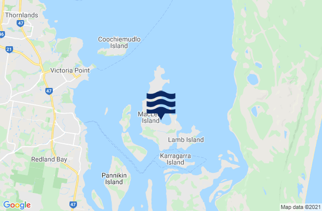 Mapa da tábua de marés em Macleay Island, Australia