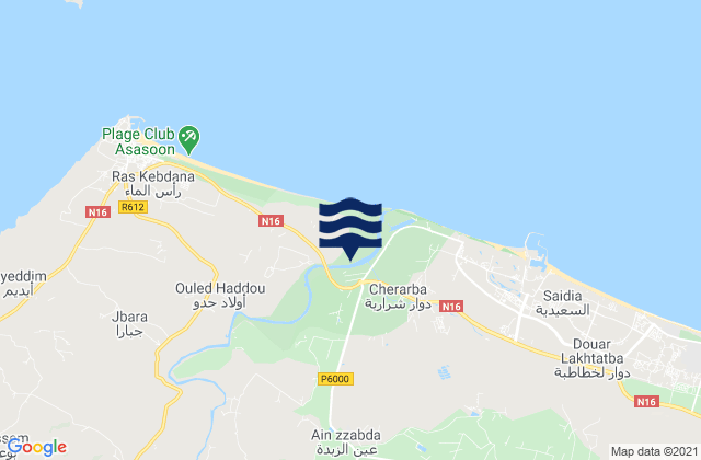 Mapa da tábua de marés em Madagh, Morocco