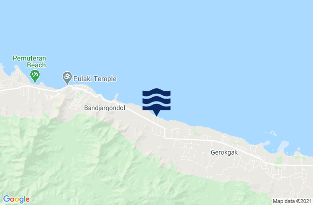 Mapa da tábua de marés em Madan, Indonesia