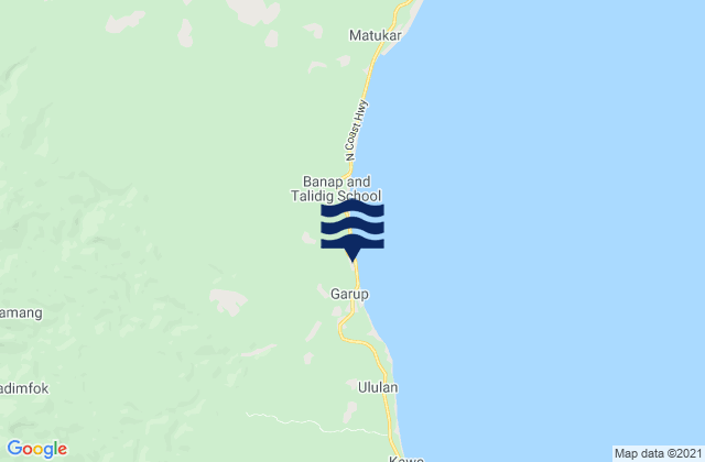 Mapa da tábua de marés em Madang Province, Papua New Guinea