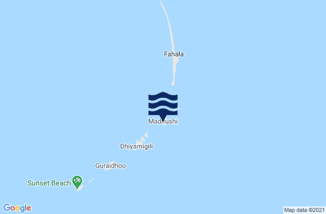 Mapa da tábua de marés em Madifushi, Maldives
