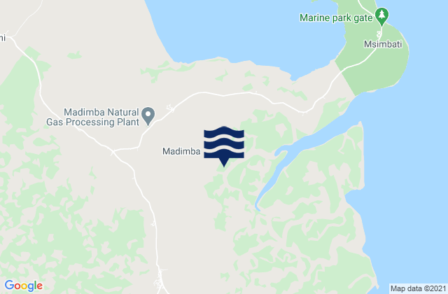 Mapa da tábua de marés em Madimba, Tanzania