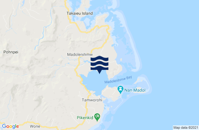 Mapa da tábua de marés em Madolenihm Municipality, Micronesia