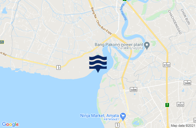 Mapa da tábua de marés em Mae Nam Bang Pakong, Thailand