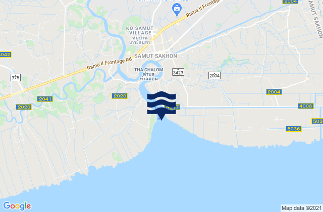 Mapa da tábua de marés em Mae Nam Tha Chin, Thailand