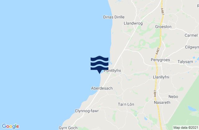 Mapa da tábua de marés em Maen Trwyn Dylan Beach, United Kingdom