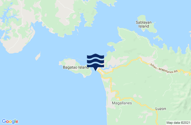 Mapa da tábua de marés em Magallanes, Philippines