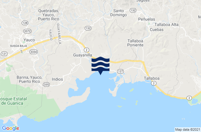 Mapa da tábua de marés em Magas Arriba, Puerto Rico
