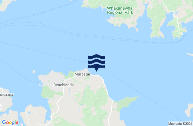 Mapa da tábua de marés em Magazine Bay, New Zealand