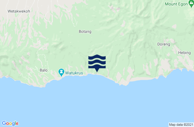Mapa da tábua de marés em Magetlegar, Indonesia