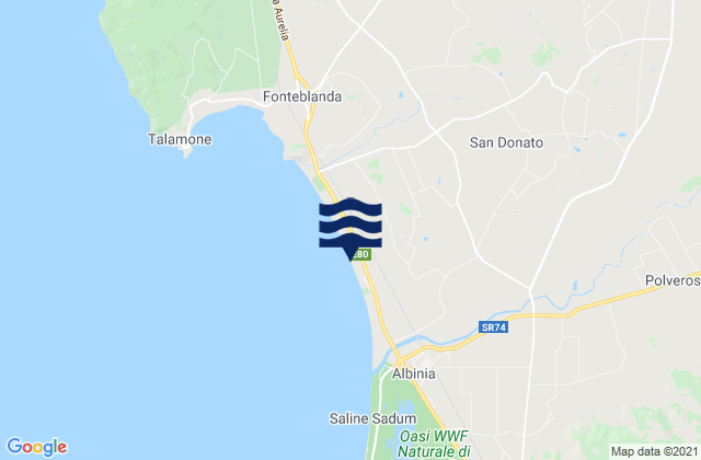 Mapa da tábua de marés em Magliano in Toscana, Italy