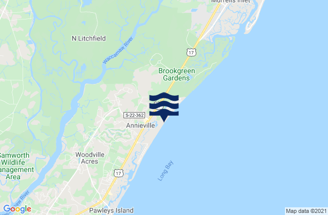 Mapa da tábua de marés em Magnolia Beach, United States