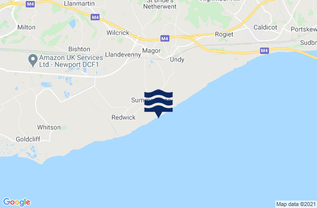 Mapa da tábua de marés em Magor, United Kingdom