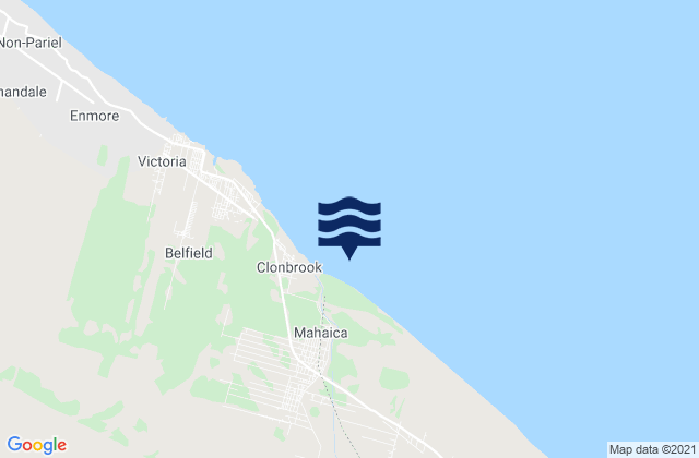 Mapa da tábua de marés em Mahaica Village, Guyana