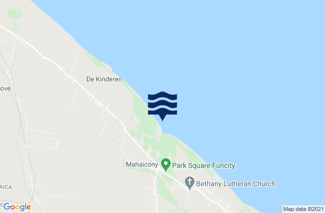 Mapa da tábua de marés em Mahaicony Village, Guyana