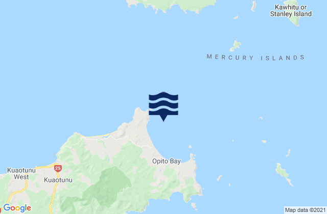 Mapa da tábua de marés em Mahinapua Bay, New Zealand