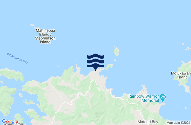 Mapa da tábua de marés em Mahinepua Bay, New Zealand