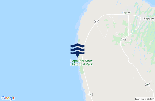 Mapa da tábua de marés em Mahukona Island, United States