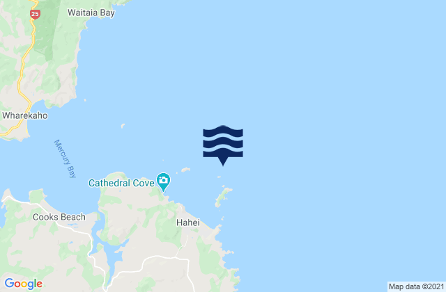 Mapa da tábua de marés em Mahurangi Island (Goat Island), New Zealand