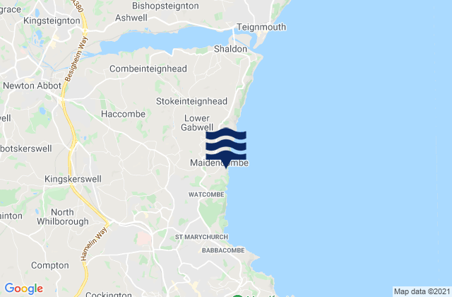 Mapa da tábua de marés em Maidencombe Beach, United Kingdom