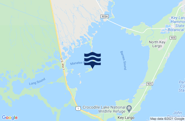 Mapa da tábua de marés em Main Key (Barnes Sound), United States