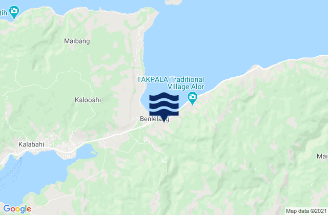 Mapa da tábua de marés em Mainang, Indonesia