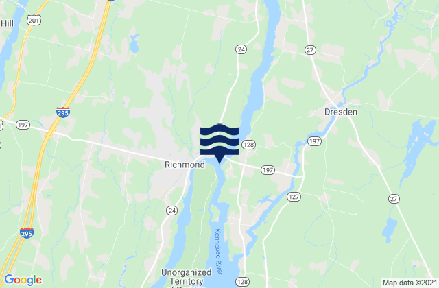 Mapa da tábua de marés em Maine Kennebec Bridge 0.2 n.mi. SW of, United States