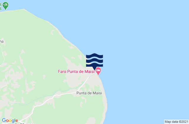 Mapa da tábua de marés em Maisi, Cuba