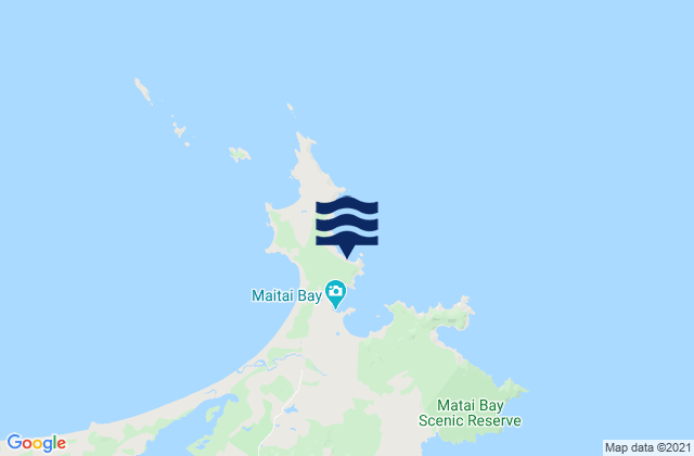 Mapa da tábua de marés em Maitai Bay, New Zealand