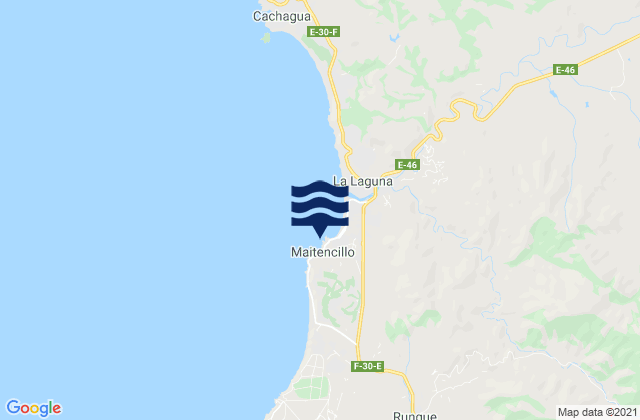 Mapa da tábua de marés em Maitencillo, Chile