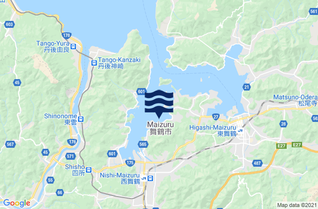 Mapa da tábua de marés em Maizuru-shi, Japan