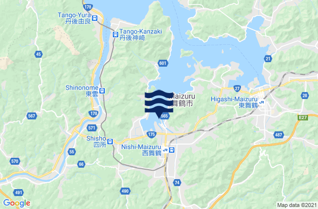 Mapa da tábua de marés em Maizuru, Japan