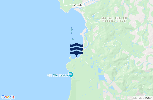 Mapa da tábua de marés em Makah Bay, United States