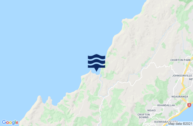 Mapa da tábua de marés em Makara Beach, New Zealand