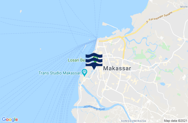 Mapa da tábua de marés em Makassar, Indonesia