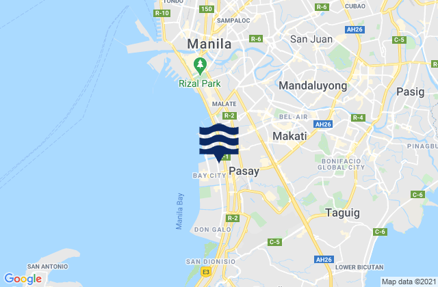 Mapa da tábua de marés em Makati City, Philippines