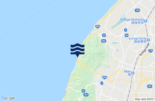 Mapa da tábua de marés em Maki, Japan