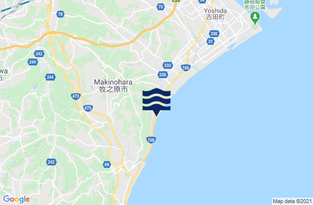 Mapa da tábua de marés em Makinohara Shi, Japan
