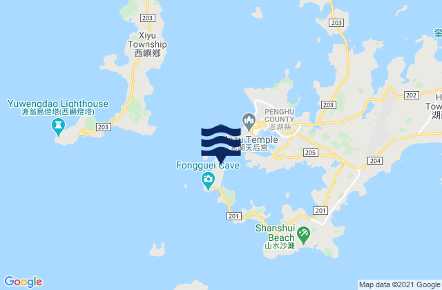 Mapa da tábua de marés em Makung, Taiwan
