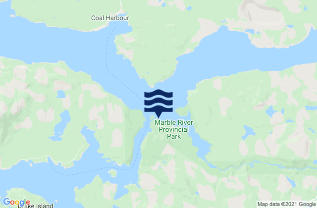 Mapa da tábua de marés em Makwaziniht Island, Canada