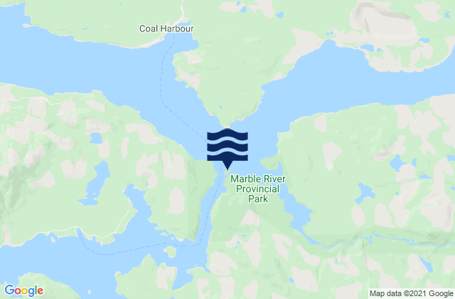 Mapa da tábua de marés em Makwazniht Island, Canada