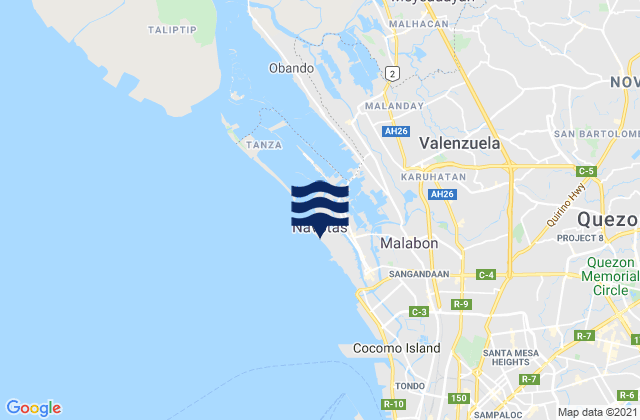 Mapa da tábua de marés em Malabon, Philippines